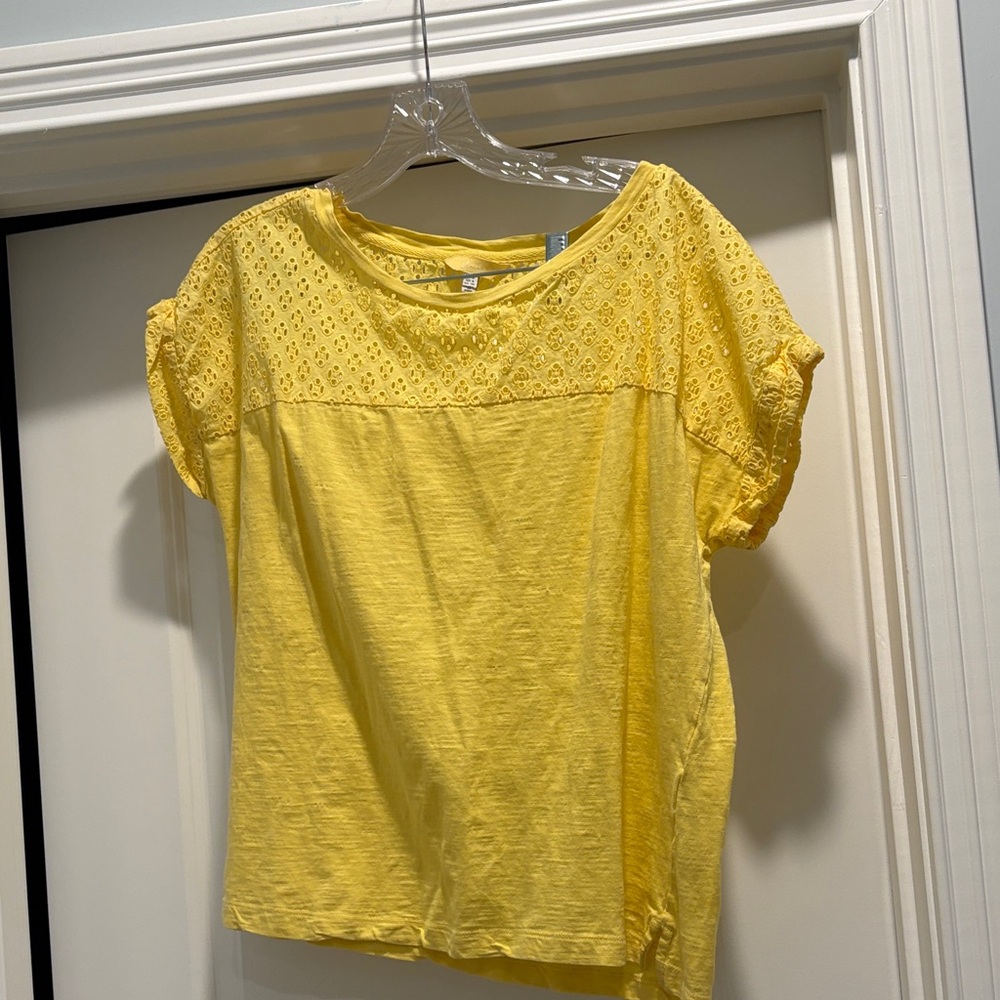 Joules Yellow Eyelet Top Tee